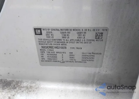 2017 Chevrolet Silverado 1500 1Lt из США, поврежденный, VIN 3GCUCREC1HG210078